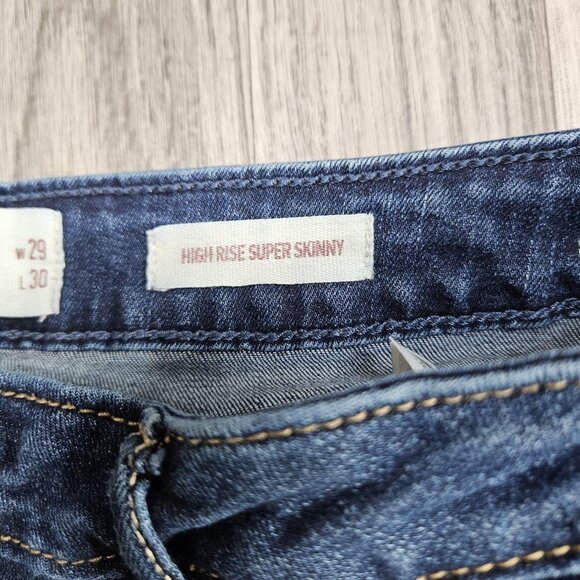 Hollister Jeans Womens 9R Blue High Rise Super Skinny Distressed Raw Hem - Picture 5 of 12